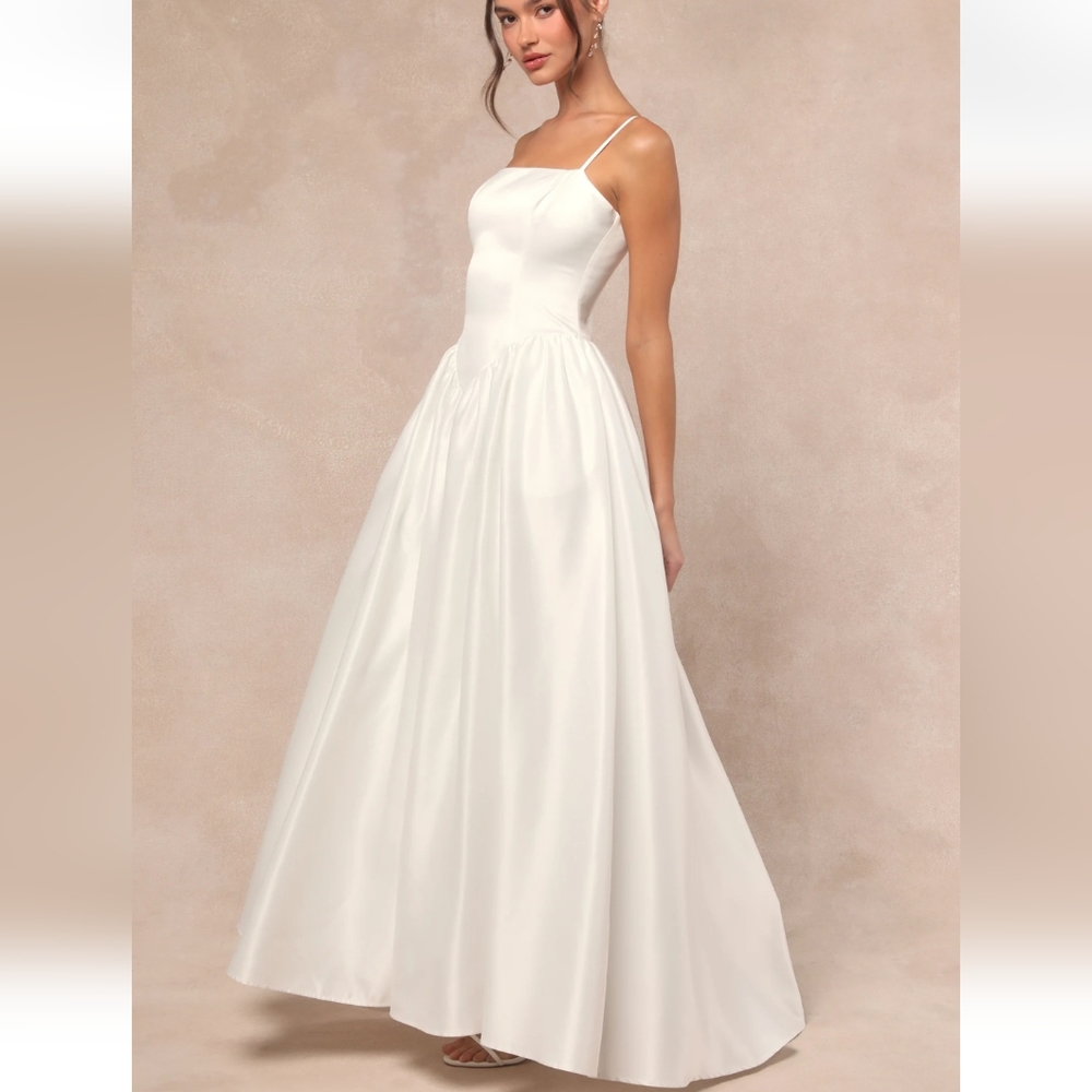 Bria White Basque Waist Maxi Dress NWOT